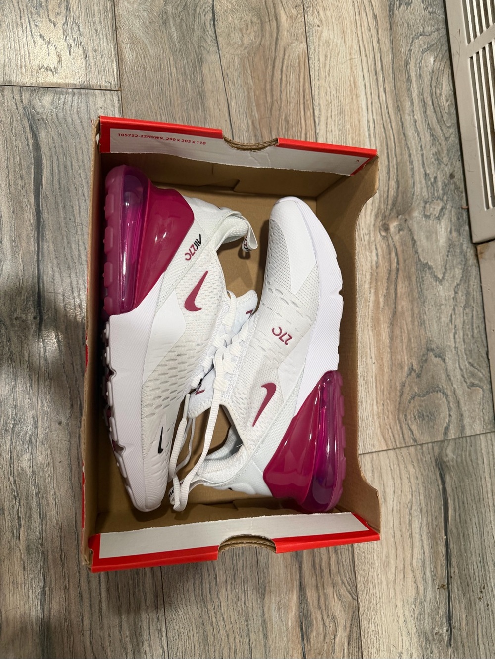 Nike Women's White and Pink Air Max 270 Sneakers